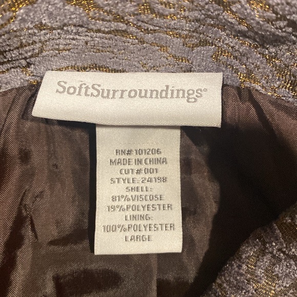 Soft Surroundings Blue/Brass Brocade Military Style Midi Coat, Size Large - Picture 10 of 11